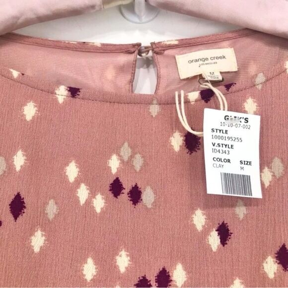 Orange Creek LA Gliks Mauve Pink Modest Diamond Print Long Sleeve Dress NEW - Picture 13 of 16